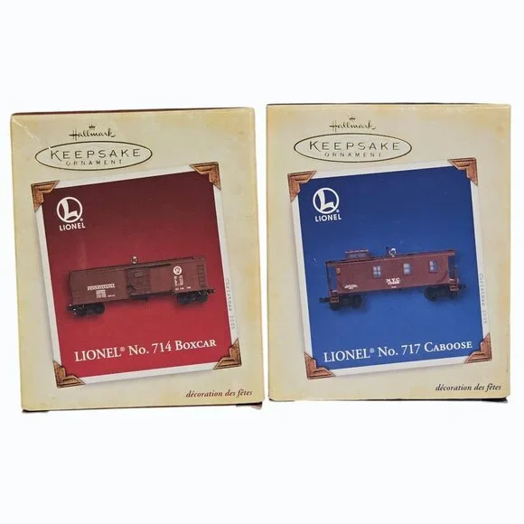 Hallmark Lionel Train No. 714 Boxcar & No. 717 Caboose Ornaments Lot of 2 - Picture 14 of 16